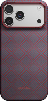 Pitaka iPhone 17 Pro Max/iPhone 18 Pro Max Deksel Edge MagSafe Argyle Blue's Red