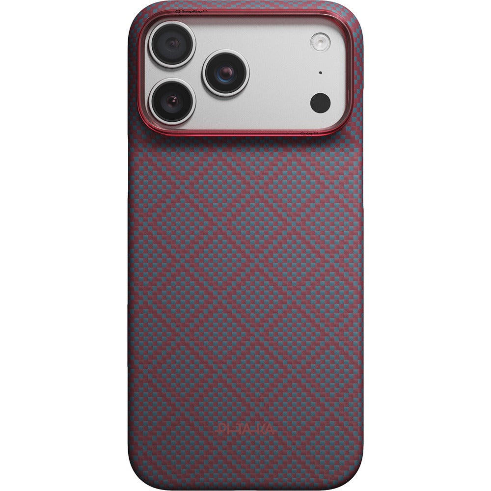 Pitaka iPhone 17 Pro Max/iPhone 18 Pro Max Deksel Edge MagSafe Argyle Blue's Red