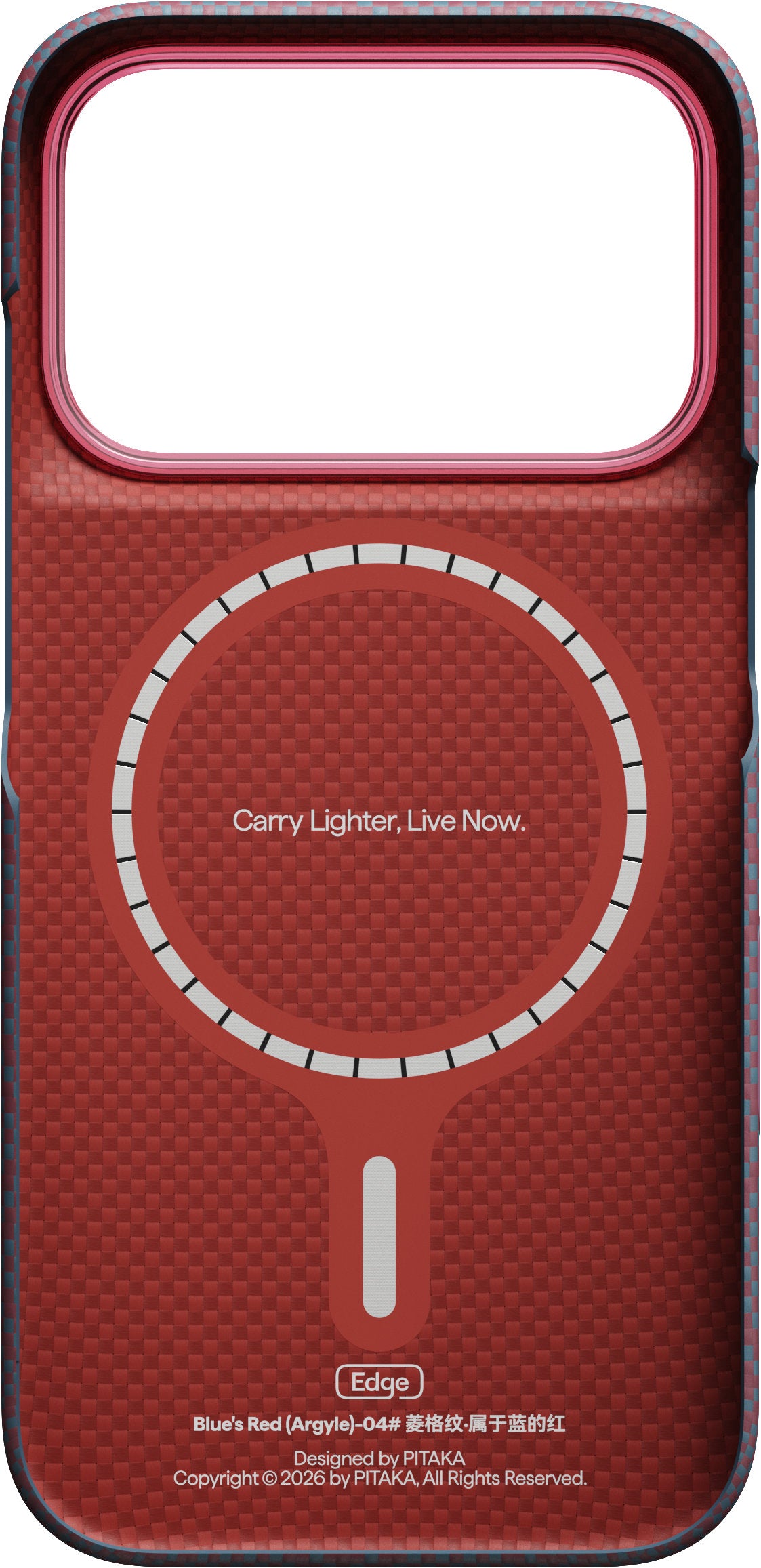 Pitaka iPhone 17 Pro/iPhone 18 Pro Deksel Edge MagSafe Argyle Blue's Red