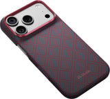 Pitaka iPhone 17 Pro/iPhone 18 Pro Deksel Edge MagSafe Argyle Blue's Red