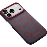 Pitaka iPhone 17 Pro/iPhone 18 Pro Deksel Edge MagSafe Argyle Blue's Red