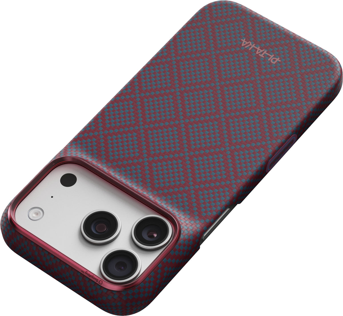 Pitaka iPhone 17 Pro/iPhone 18 Pro Deksel Edge MagSafe Argyle Blue's Red