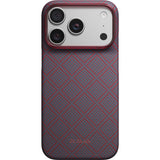 Pitaka iPhone 17 Pro/iPhone 18 Pro Deksel Edge MagSafe Argyle Blue's Red