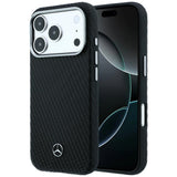 Mercedes Benz iPhone 17 Pro Max/iPhone 18 Pro Max Deksel i skinn med treeffekt Svart