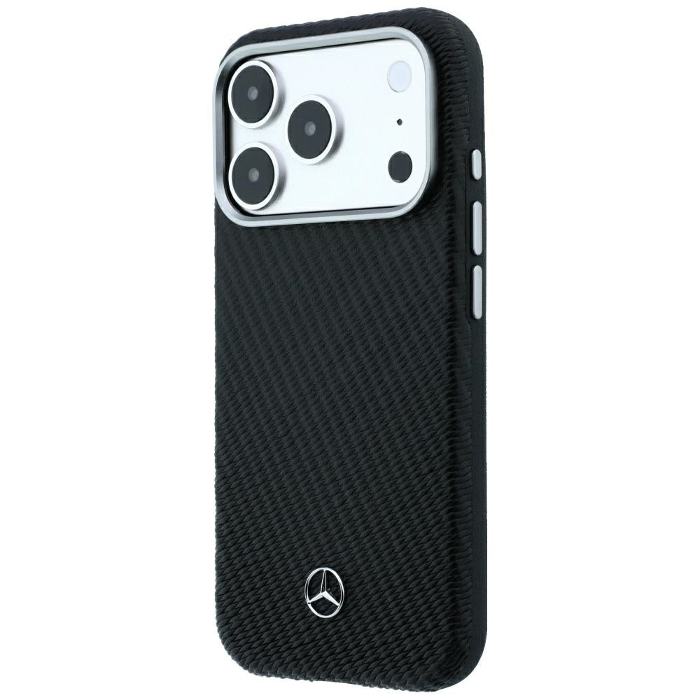 Mercedes Benz iPhone 17 Pro Max/iPhone 18 Pro Max Deksel i skinn med treeffekt Svart