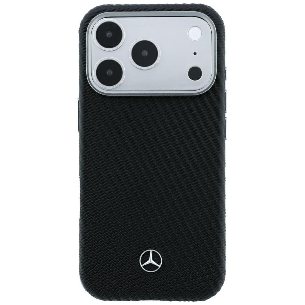 Mercedes Benz iPhone 17 Pro Max/iPhone 18 Pro Max Deksel i skinn med treeffekt Svart