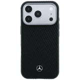 Mercedes Benz iPhone 17 Pro Max/iPhone 18 Pro Max Deksel i skinn med treeffekt Svart