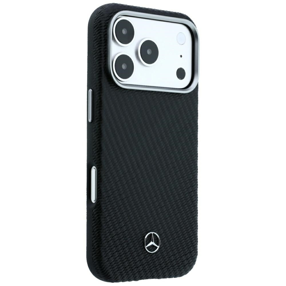 Mercedes Benz iPhone 17 Pro Max/iPhone 18 Pro Max Deksel i skinn med treeffekt Svart