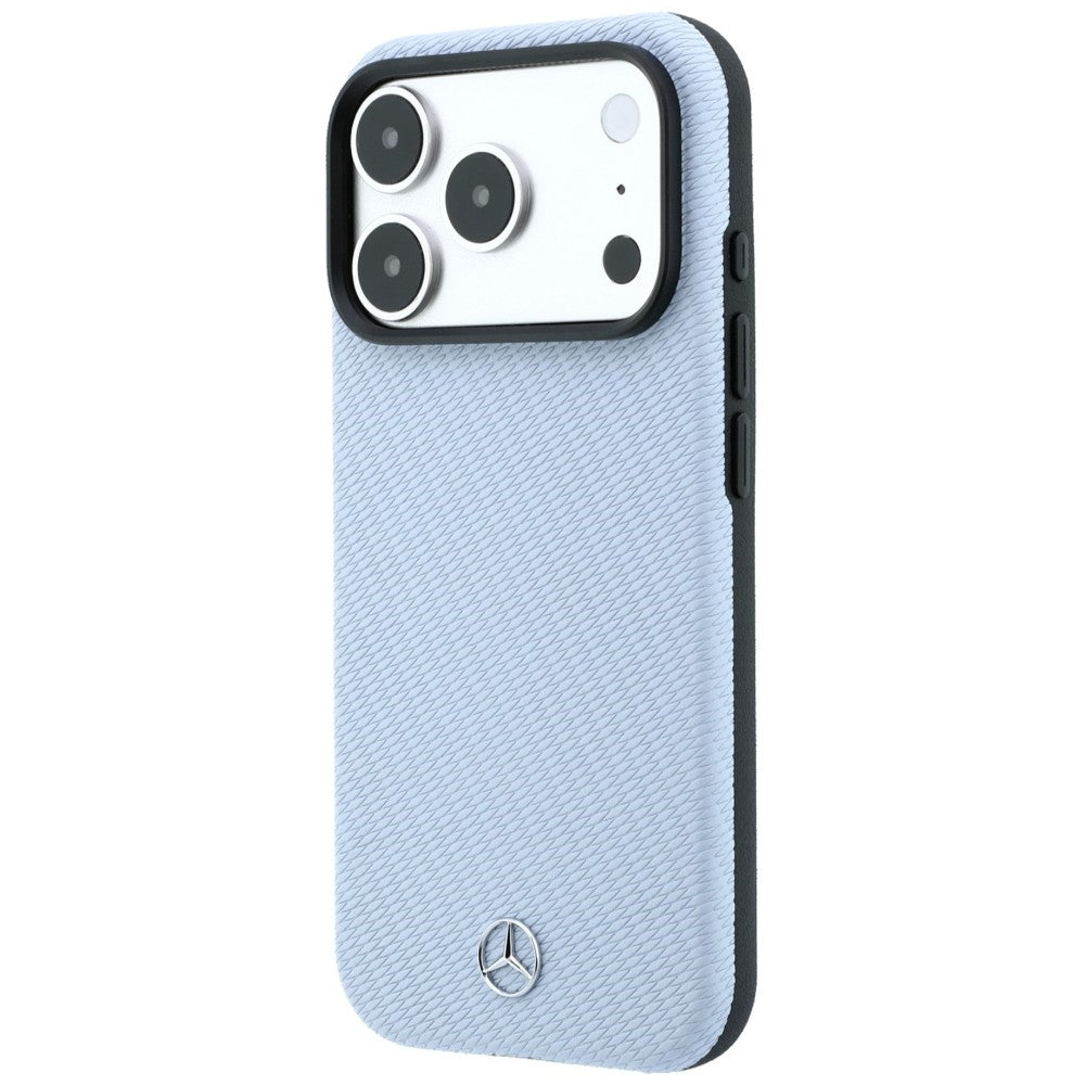 Mercedes Benz iPhone 17 Pro Max/iPhone 18 Pro Max Deksel i lær med treeffekt Blå