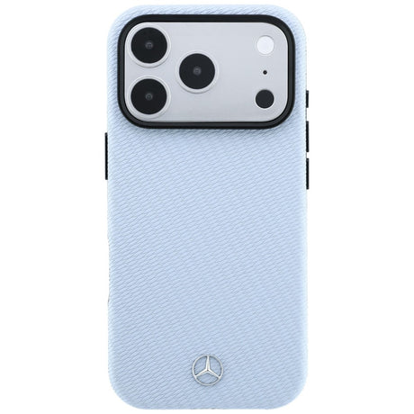 Mercedes Benz iPhone 17 Pro Max/iPhone 18 Pro Max Deksel i lær med treeffekt Blå