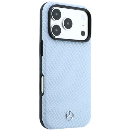 Mercedes Benz iPhone 17 Pro Max/iPhone 18 Pro Max Deksel i lær med treeffekt Blå