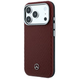 Mercedes Benz iPhone 17 Pro/iPhone 18 Pro Deksel i skinn med treeffekt, burgunder