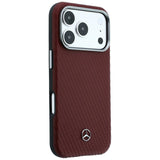 Mercedes Benz iPhone 17 Pro/iPhone 18 Pro Deksel i skinn med treeffekt, burgunder