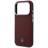 Mercedes Benz iPhone 17 Pro/iPhone 18 Pro Deksel i skinn med treeffekt, burgunder
