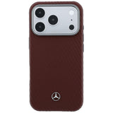 Mercedes Benz iPhone 17 Pro Max/iPhone 18 Pro Max Deksel i skinn med treeffekt, burgunder