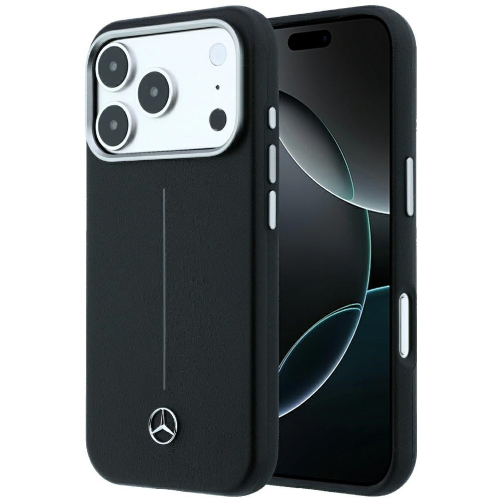 Mercedes Benz iPhone 17 Pro Max/iPhone 18 Pro Max Deksel Leather Iconic Line Svart