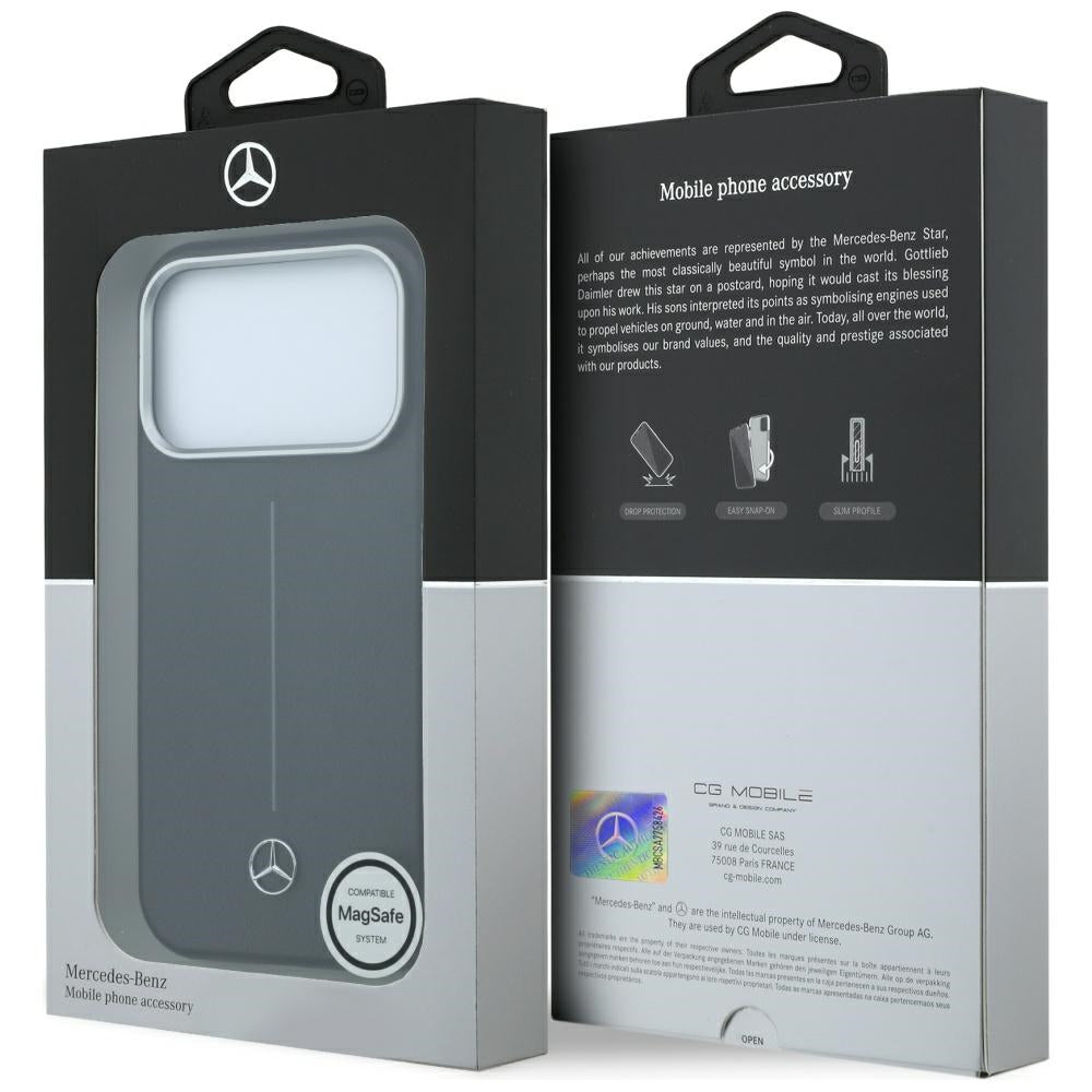 Mercedes Benz iPhone 17 Pro Max/iPhone 18 Pro Max Deksel Leather Iconic Line Svart