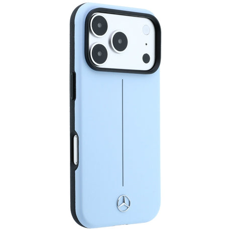 Mercedes Benz iPhone 17 Pro/iPhone 18 Pro Deksel Leather Iconic Line Blå