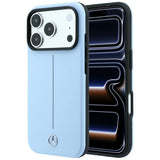 Mercedes Benz iPhone 17 Pro Max/iPhone 18 Pro Max Deksel Leather Iconic Line Blå