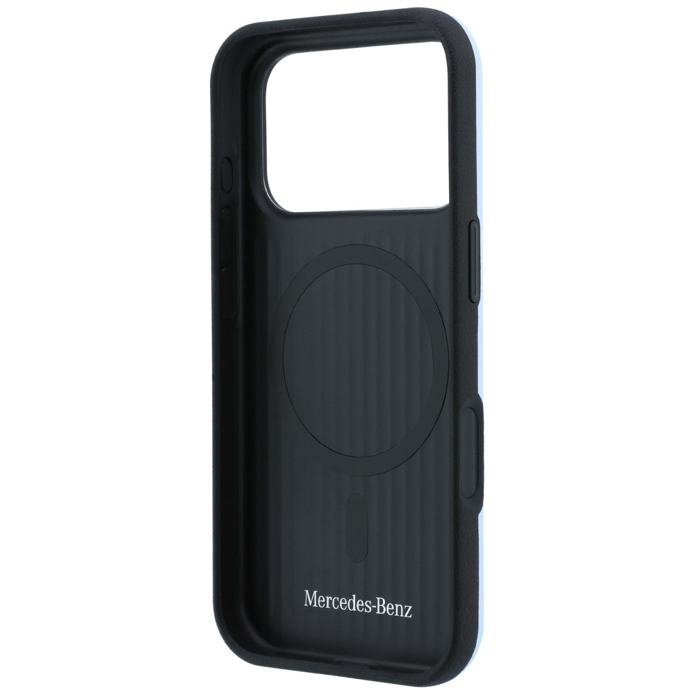 Mercedes Benz iPhone 17 Pro Max/iPhone 18 Pro Max Deksel Leather Iconic Line Blå