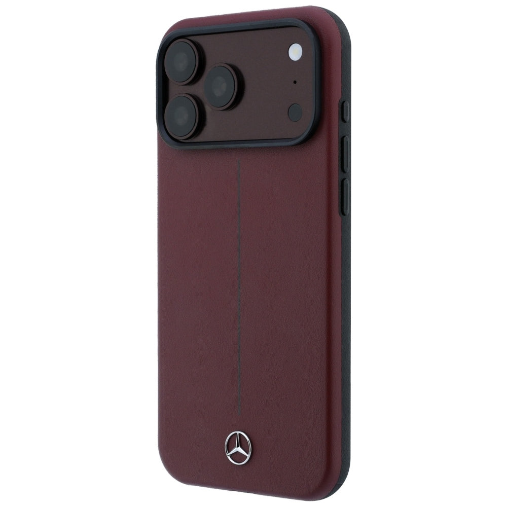 Mercedes Benz iPhone 17 Pro Max/iPhone 18 Pro Max Deksel Leather Iconic Line Burgundy