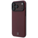 Mercedes Benz iPhone 17 Pro Max/iPhone 18 Pro Max Deksel Leather Iconic Line Burgundy