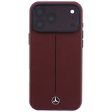 Mercedes Benz iPhone 17 Pro Max/iPhone 18 Pro Max Deksel Leather Iconic Line Burgundy