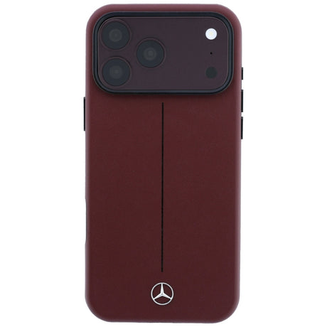 Mercedes Benz iPhone 17 Pro Max/iPhone 18 Pro Max Deksel Leather Iconic Line Burgundy