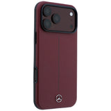 Mercedes Benz iPhone 17 Pro Max/iPhone 18 Pro Max Deksel Leather Iconic Line Burgundy
