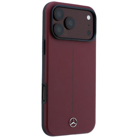 Mercedes Benz iPhone 17 Pro Max/iPhone 18 Pro Max Deksel Leather Iconic Line Burgundy