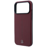 Mercedes Benz iPhone 17 Pro Max/iPhone 18 Pro Max Deksel Leather Iconic Line Burgundy