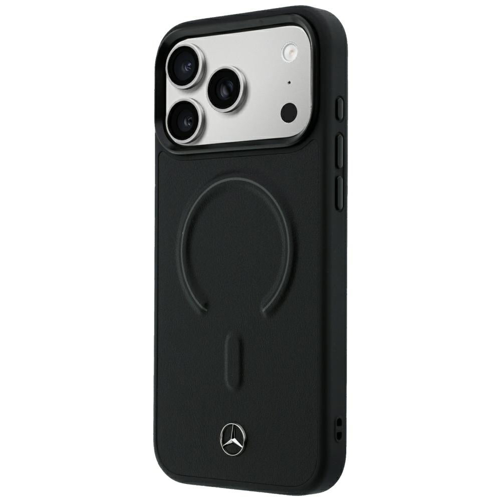 Mercedes Benz iPhone 17 Pro/iPhone 18 Pro Deksel Leather 3D MagSafe Svart