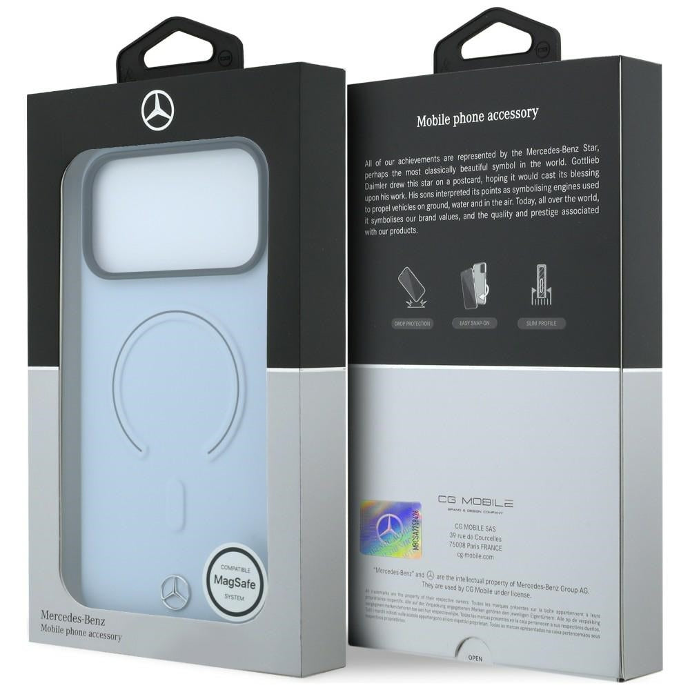 Mercedes Benz iPhone 17 Pro Max/iPhone 18 Pro Max Deksel i skinn med 3D MagSafe Blå