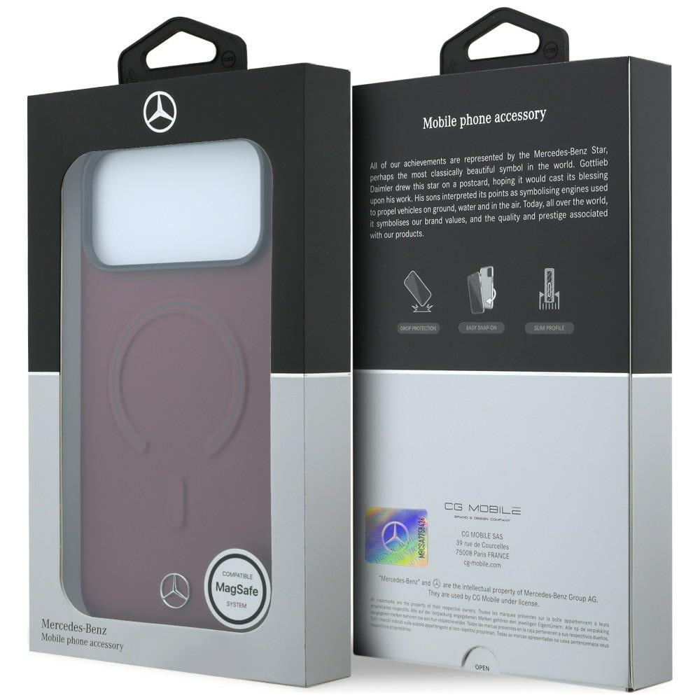 Mercedes Benz iPhone 17 Pro/iPhone 18 Pro Deksel i skinn med 3D MagSafe, burgunder