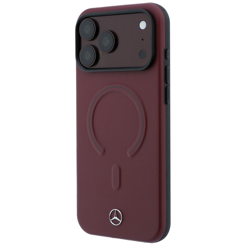 Mercedes Benz iPhone 17 Pro Max/iPhone 18 Pro Max Deksel i skinn med 3D MagSafe, burgunderrød