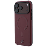 Mercedes Benz iPhone 17 Pro Max/iPhone 18 Pro Max Deksel i skinn med 3D MagSafe, burgunderrød