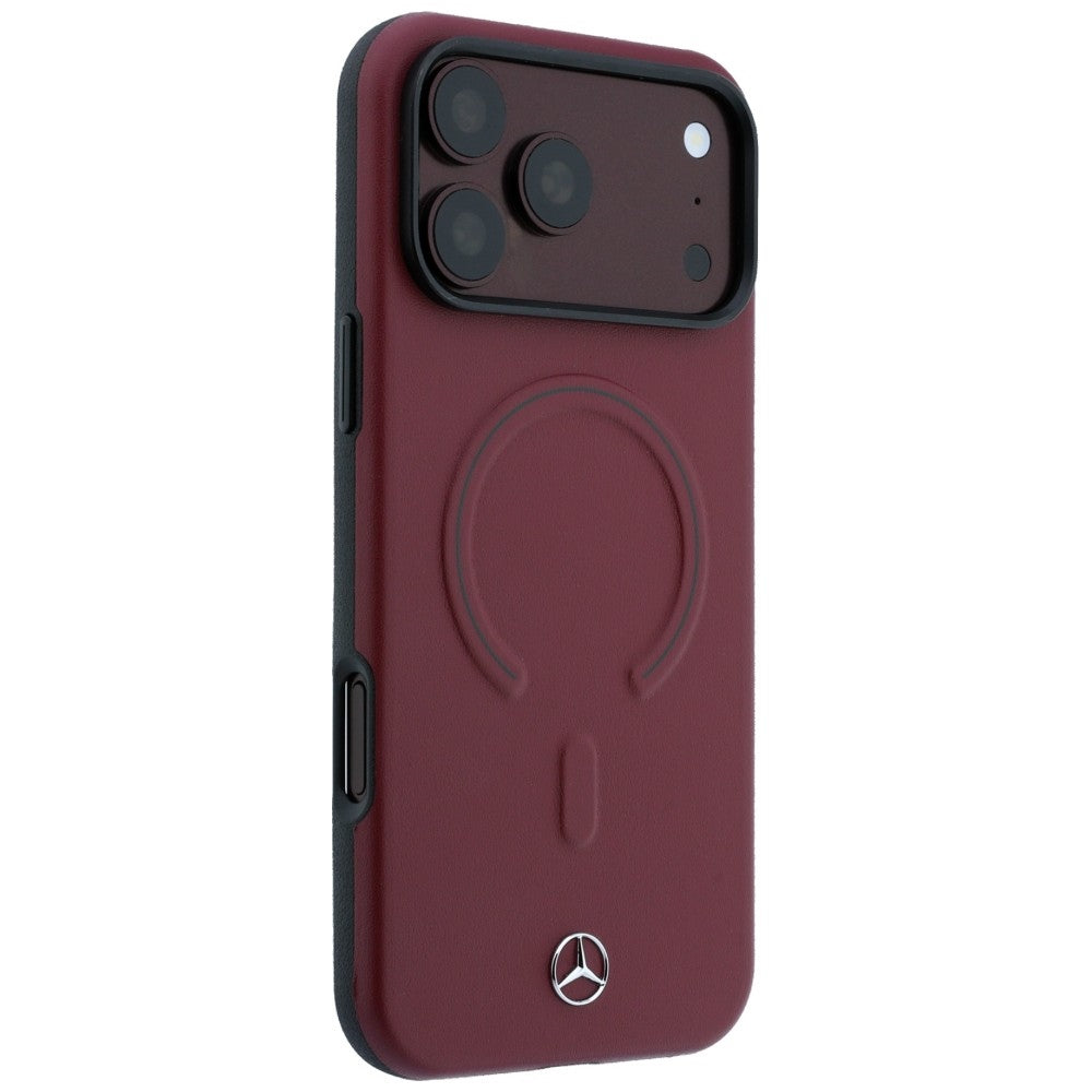 Mercedes Benz iPhone 17 Pro Max/iPhone 18 Pro Max Deksel i skinn med 3D MagSafe, burgunderrød