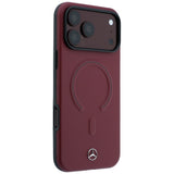 Mercedes Benz iPhone 17 Pro Max/iPhone 18 Pro Max Deksel i skinn med 3D MagSafe, burgunderrød