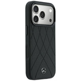 Mercedes Benz iPhone 17 Pro/iPhone 18 Pro Deksel Leather Crossed Lines Svart