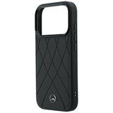 Mercedes Benz iPhone 17 Pro/iPhone 18 Pro Deksel Leather Crossed Lines Svart