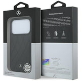 Mercedes Benz iPhone 17 Pro/iPhone 18 Pro Deksel Leather Crossed Lines Svart