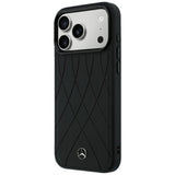 Mercedes Benz iPhone 17 Pro Max/iPhone 18 Pro Max Deksel Leather Crossed Lines Svart