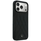Mercedes Benz iPhone 17 Pro Max/iPhone 18 Pro Max Deksel Leather Crossed Lines Svart