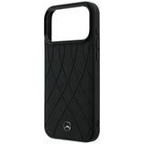 Mercedes Benz iPhone 17 Pro Max/iPhone 18 Pro Max Deksel Leather Crossed Lines Svart