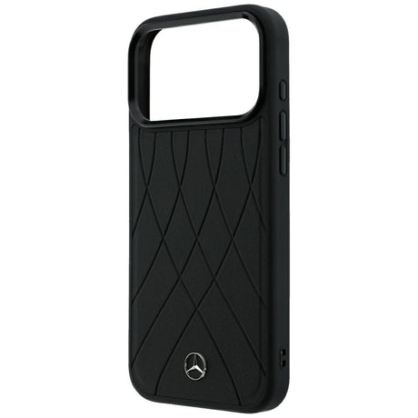 Mercedes Benz iPhone 17 Pro Max/iPhone 18 Pro Max Deksel Leather Crossed Lines Svart