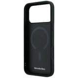 Mercedes Benz iPhone 17 Pro Max/iPhone 18 Pro Max Deksel Leather Crossed Lines Svart