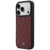 Mercedes Benz iPhone 17 Pro/iPhone 18 Pro Deksel Leather Crossed Lines Burgundy