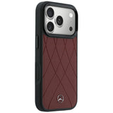 Mercedes Benz iPhone 17 Pro/iPhone 18 Pro Deksel Leather Crossed Lines Burgundy