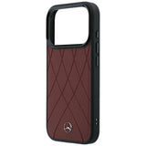 Mercedes Benz iPhone 17 Pro Max/iPhone 18 Pro Max Deksel Leather Crossed Lines Burgundy