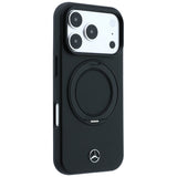 Mercedes Benz iPhone 17 Pro/iPhone 18 Pro Deksel Leather Ring Stand Svart